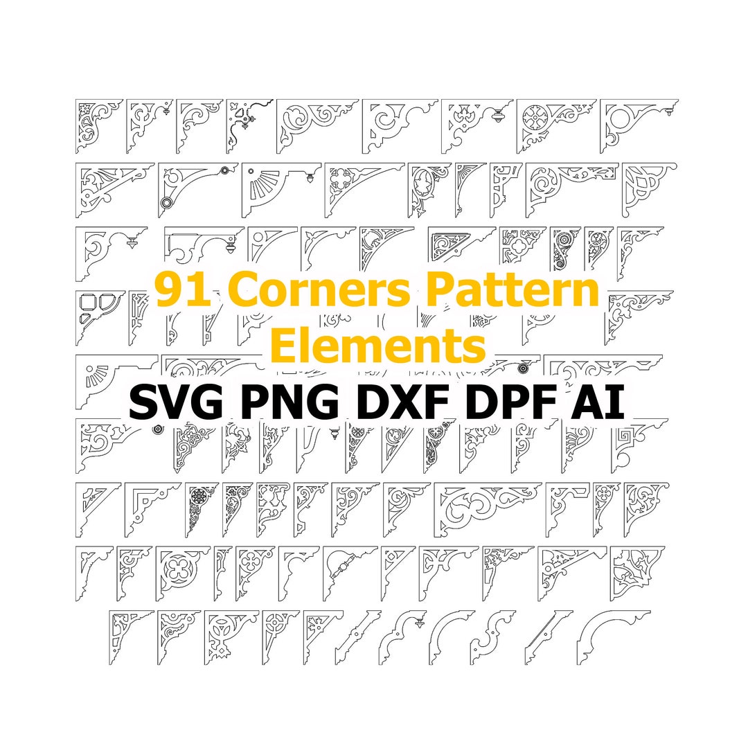 91 Corner Pattern SVG Png Pdf Dxf Corner Pattern Border Frames - Etsy