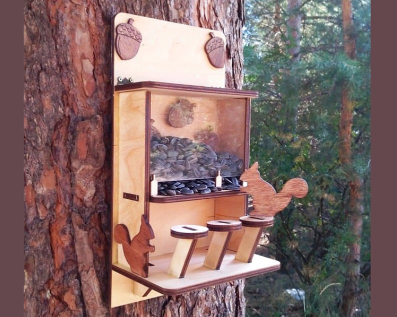 Bird Feeder Bar With Squirrels Lasercut File 3D Puzzle Etsy