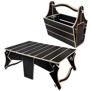 Folding table - picnic basket, files for cnc machine, laser cut vector, lasercut files, 3d puzzle, vector plans, glowforge, pdf, dxf, svg