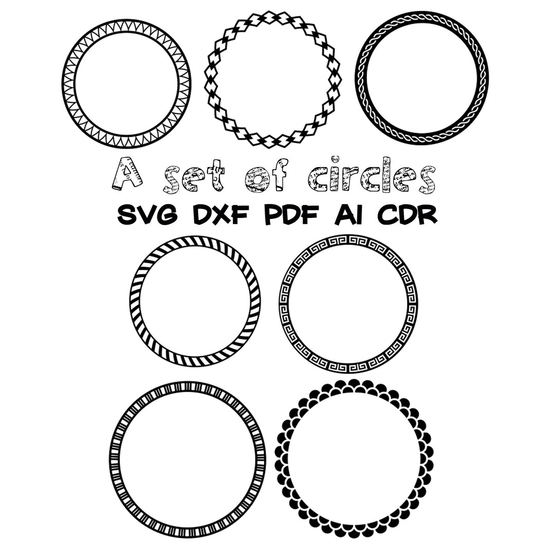 Set of 7, Circle Frame Svg, Sketch Circle Svg, Circle Svg, Doodle ...