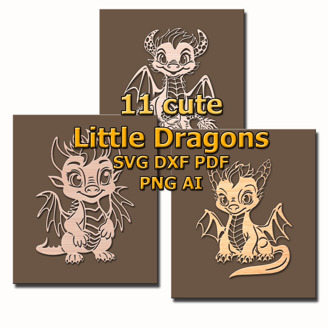 Baby Dragon SVG PNG Bundle, 11 Cute Dragons SVG Pack, Cricut Silhouette ...