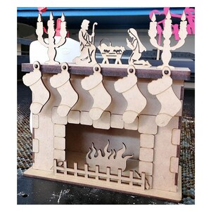 Weihnachten Kamin, Neujahr, Weihnachten, Lasercut Datei, 3D Puzzle, Vektor, Laser cut, Vektor, Glowforge, svg, cdr, dxf