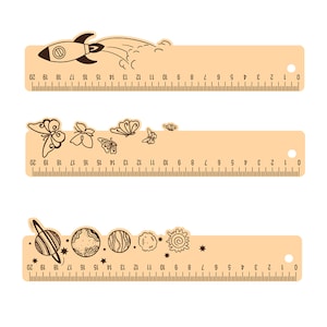 Set of 6 rulers, lasercut file, 3D Puzzle, vector, laser cut vector, glowforge, svg, cdr, dxf