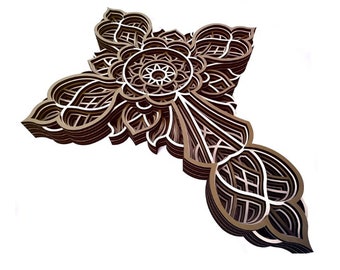 Cross 7 layer art piece SVG, PDF, DXF, Ai, Multi-layer file, Digital file, home decor, cricut, glowforge