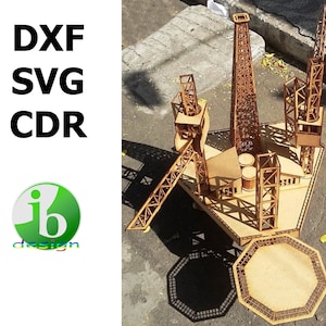 Oil Platform, lasercut file, 3D Puzzle, vector, laser cut vector, glowforge, svg, cdr, dxf