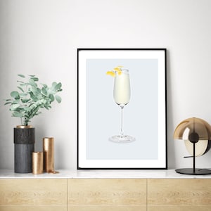 Français 75 impression numérique (sans nom), oeuvre d'art cocktail, téléchargement numérique