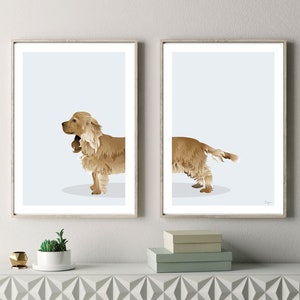 Red/Golden Cocker Spaniel Dog - Set of 2 Digital Prints, Digital Download