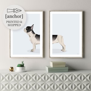 Nero e bianco francese Bulldog - Set di 2 stampe, Giclee Print