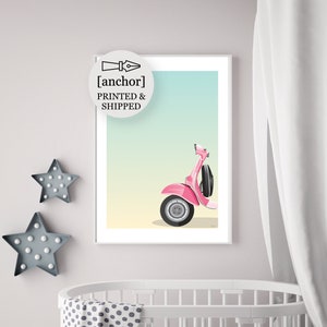Pink Italian Vespa Print, Giclee Print