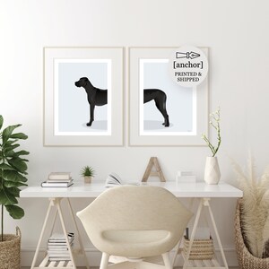 Black Great Dane Dog - Set di 2 stampe, Giclee Print