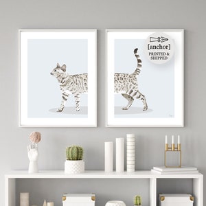 Snow White Bengal Cat - Set of 2 Prints, Giclee Print