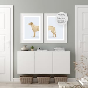 Giallo Dorato Labrador Retriever Cane - Set di 2 Stampe, Giclee Stampa