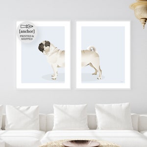 Fawn Pug Dog - Set di 2 stampe, Giclee Print
