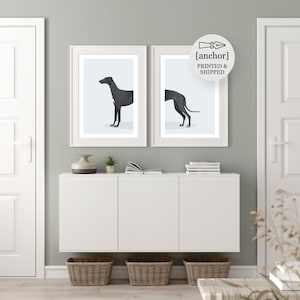 Cane levriero blu - Set di 2 stampe, Giclee Print