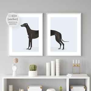 Black Greyhound Dog - Set of 2 Prints, Giclee Print