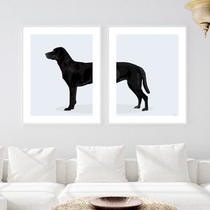 Black Labrador Retriever Dog - Set di 2 stampe digitali, download digitale