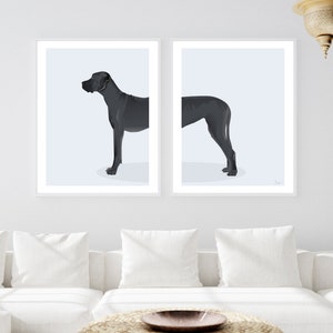Blue Great Dane Dog - Set di 2 stampe digitali, download digitale
