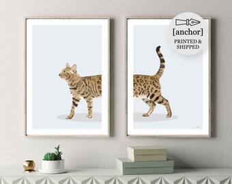 Brown Bengal Cat - Set of 2 Prints, Giclee Print