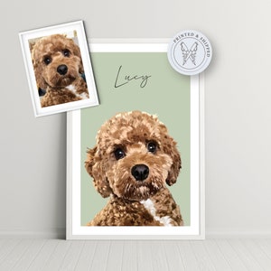 Hand Drawn Personalised Pet Portrait, Custom Pet Print, Pet Wall Art, Giclee Print