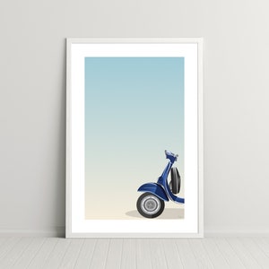 Navy Blue Italian Vespa Digital Print, Digital Download