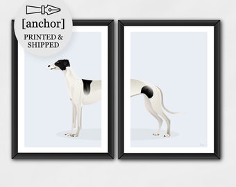 Black & White Greyhound Dog - Set of 2 Prints, Giclee Print