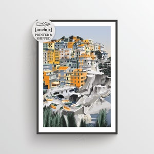 Cinque Terre Landscape Print, Italie Artwork, Giclee Print
