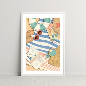 Descarga digital de Summer Beach, ilustraciones de cocina, arte de pared minimalista