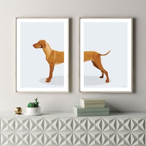 Perro Vizsla Húngaro - Conjunto de 2 Impresiones Digitales, Descarga Digital