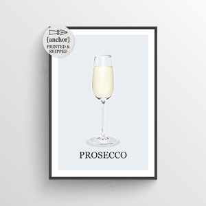 Prosecco Print, Alcohol Artwork, Giclee Print, Sparkling, Home Decor, Minimalist Wall Art