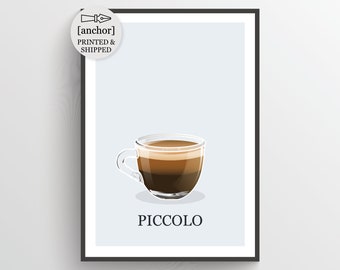 Piccolo Coffee Print, Coffee Art, Giclee Print, Home Decor, Minimalist Wall Art