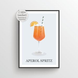 Aperol Spritz Archival Print, Cocktail Artwork, Giclee Print, Kitchen Artwork, Home Decor, Minimalist Wall Art