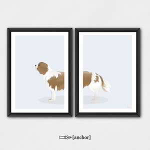 Blenheim Cavalier Dog - Set di 2 stampe, Re Carlo Spaniel, Giclee Print