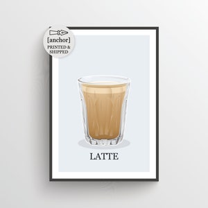 Latte Coffee Print, Coffee Art, Giclee Print, Home Decor, Minimalist Wall Art