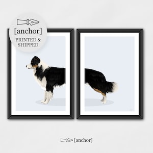 Tre-Colore Border Collie Dog - Set di 2 Stampe, Cane Da lavoro e Dare, Giclee Stampa