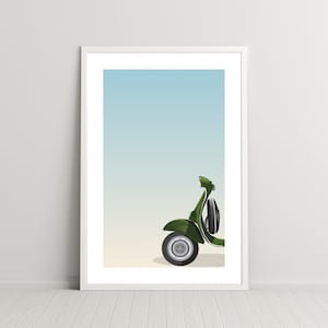 Verde oscuro italiano Vespa impresión digital, Descarga digital