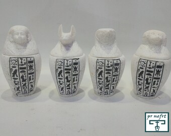 Unique Alabaster Canopic Jar - Rare Egyptian Canopic Jars - Charming Egyptian Alabaster Art - Handmade in Egypt