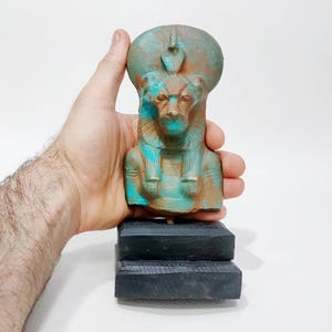 Skhmet. A unique bust of the goddess Sekhmet, Sekhmet, a wonderful museum copy made by hand in Egypt