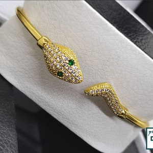 Shiny 24kt gold-tone bracelet, snake bracelet. Royal cobra bracelet, plated with gold and crystals