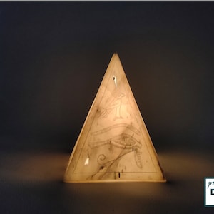 Alabaster pyramid. Giza Pyramids . The luminous Egyptian pyramid. Pyramid candle holder Made in Egypt