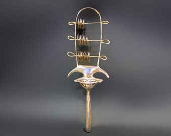 Sistrum Hathor. Systrom. A sacred tool of activation, ceremonies and rituals. Hathor. Copper sistrum. made in Egypt 11 x 4 Inches