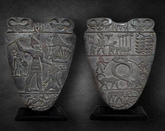 Narmer Palette depicts the unification of the Two Lands. ancient egypt  Handmade in Egypt