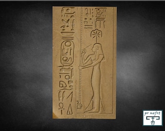 Rare carving plate of the goddess Sechat , The goddess of wisdom , knowledge and writing in Ancient Egypt. Hand Made  of Egypt