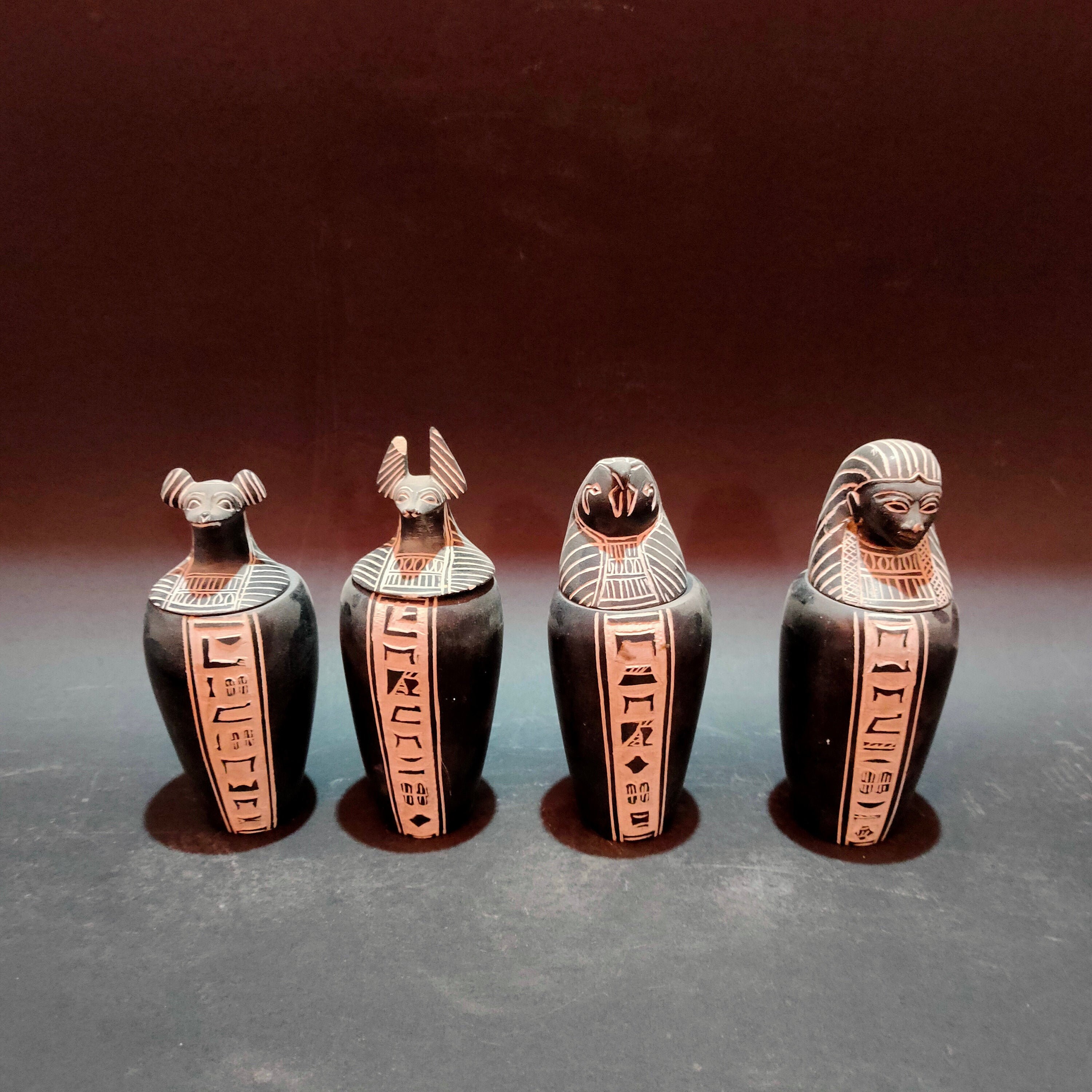 The distinctive canopic jars collection made of stone Etsy