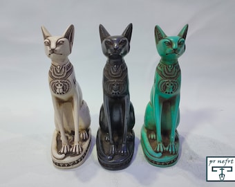 A unique statue of the goddess Bastet - the Egyptian cat, a similar museum copy. Bastet in all sizes and all colors - handmade in Egypt