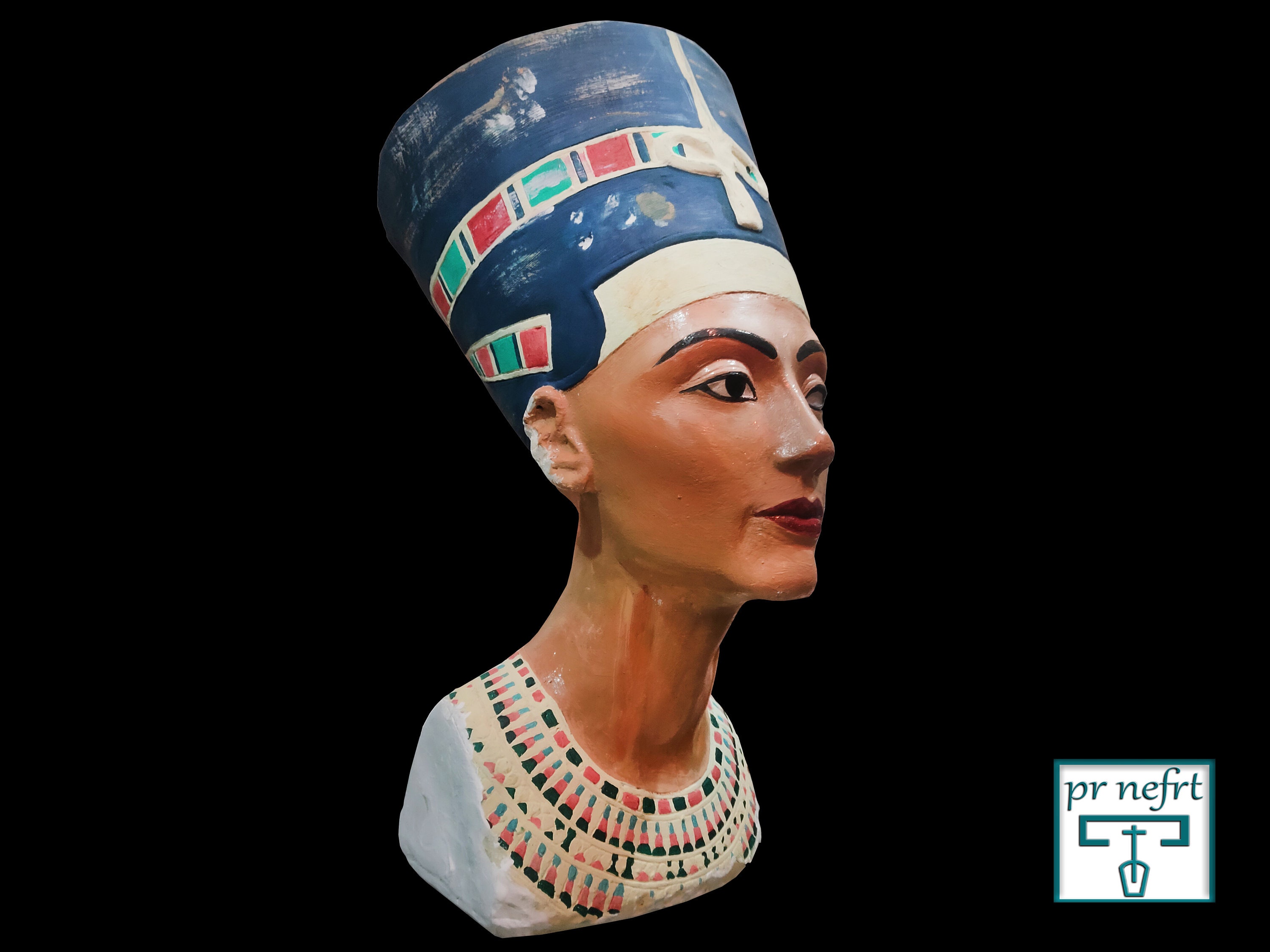 Busto Di Nefertiti In Resina Dorata Dipinta A Mano - Decorazione Egiziana, Dimensioni 12x17x25 Cm