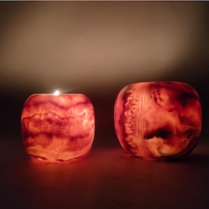Alabaster vase, egyptian alabaster candle holder, alabaster candle holder, available in two designs. Alabaster, made in Egypt