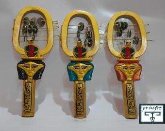 Systrom the goddess Hathor 3 color. . A sacred tool to invigorate ceremonies and rituals and protect the Egyptian cobra