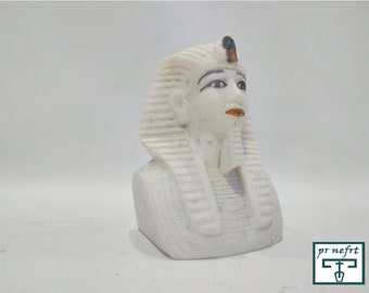 A unique and rare model of King Tutankhamun's head, alabaster. handmade in Egypt