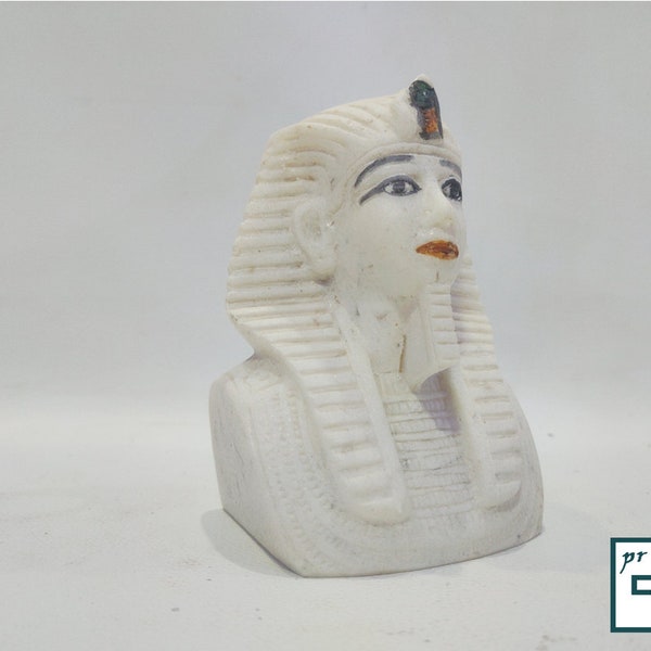 A unique and rare model of King Tutankhamun's head, alabaster. handmade in Egypt