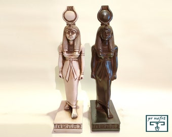 Unique statue of the goddess Hathor, 12 inch statue, available in two colors solid stone (Made in Egypt) is active